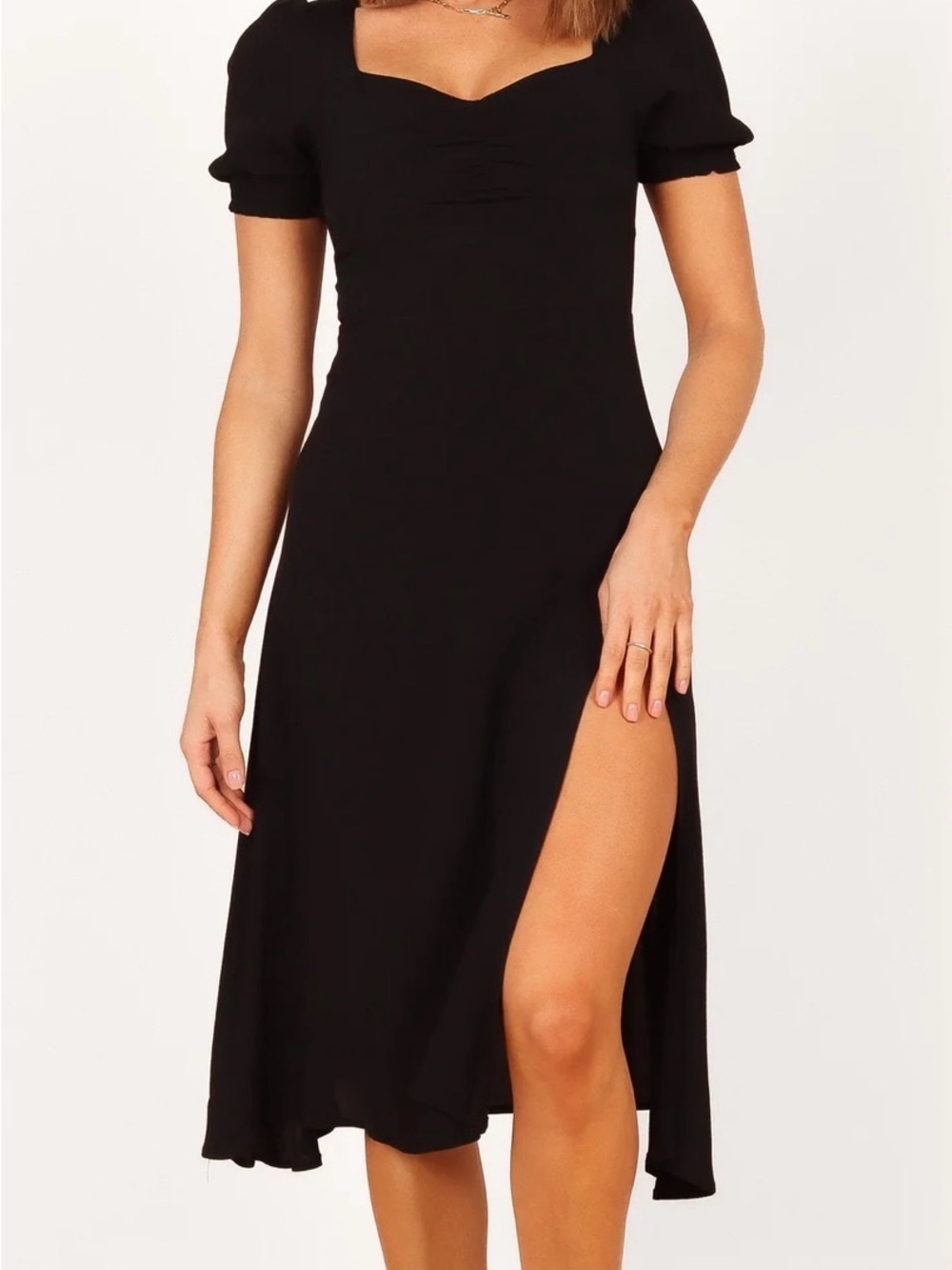 Petal & Pup Black Franklin Puff-Sleeve Midi Dress 6